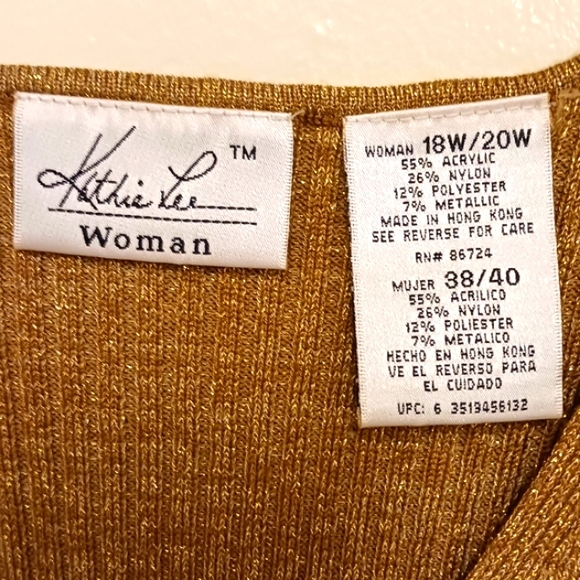 Kathie Lee, holiday 18w/20w oversized  short sleve gold w/metallic glittery look - Picture 2 of 3